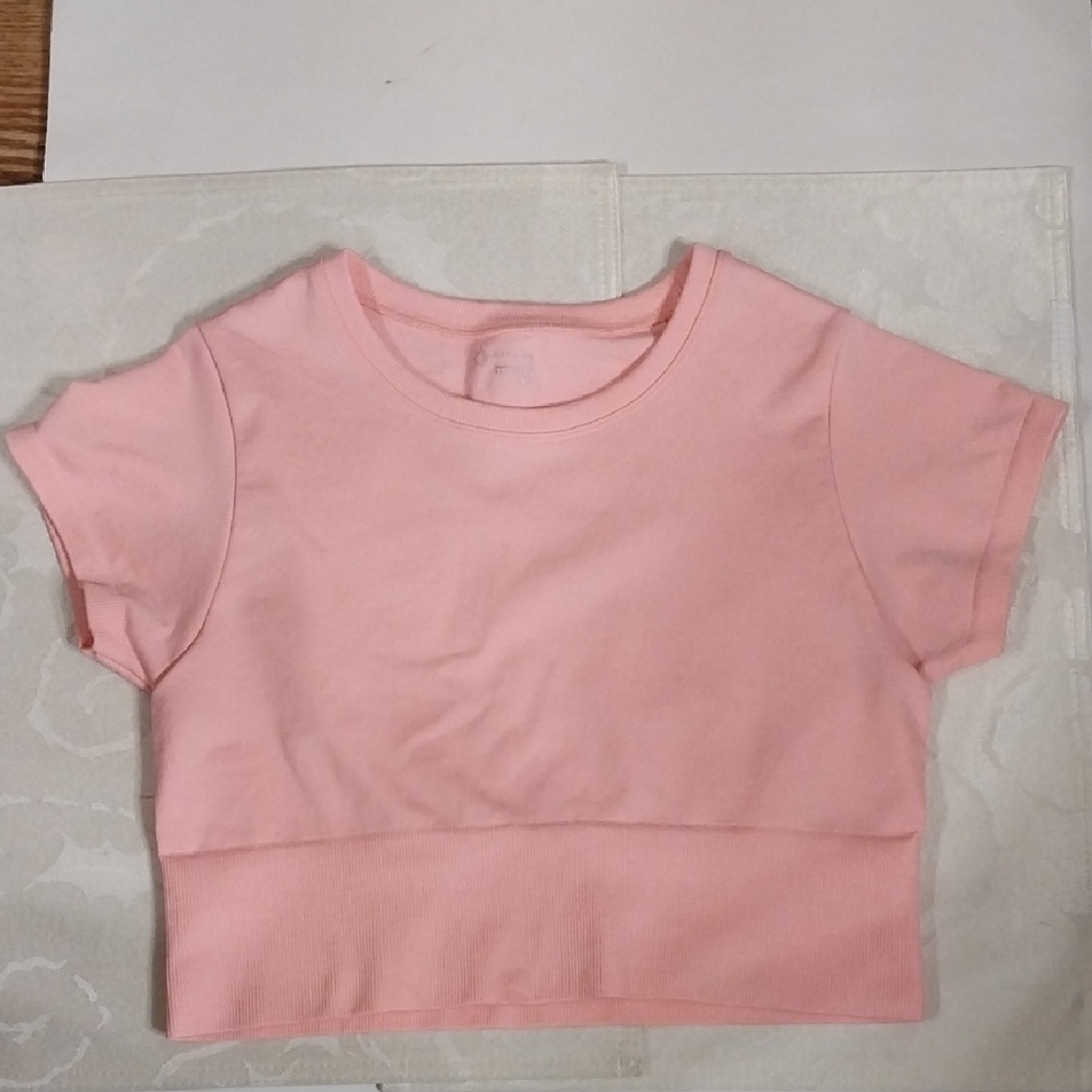 Aerie Offline Sidewalk Seamless Cropped Top Size Medium Pink Stretchy Y2K Vibes